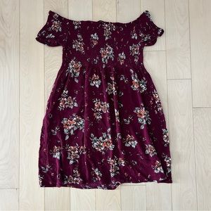 Ambiance Maroon Floral Smocked Off the Shoulder Shirt
